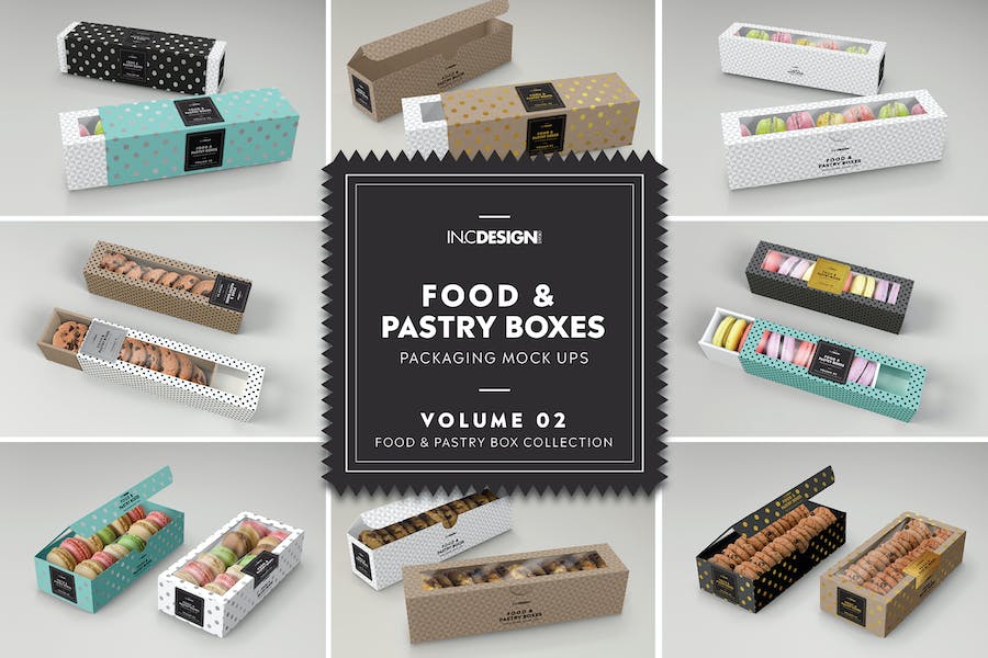 Premium Food Pastry Boxes Packaging Mockups  Free Download