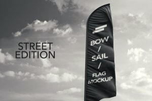 Banner image of Premium 3D Flags Feather Bow Sail Flag Mockup  Free Download