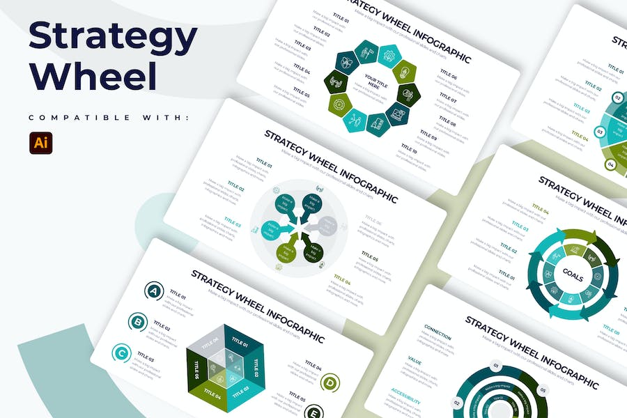 Premium Business Strategy Wheel Illustrator Infographics  Free Download