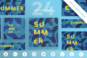 Banner image of Premium Summer Party Social Media Pack Template  Free Download