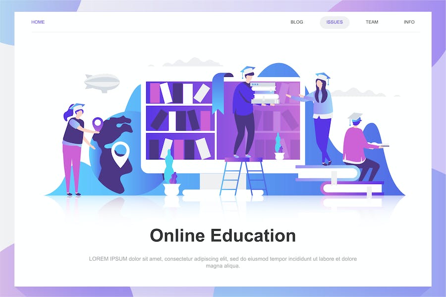 Premium Online Education Flat Concept  Free Download