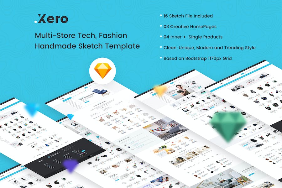 Premium Xero Multi Store Tech & Fashion Sketch Template  Free Download