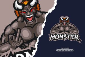 Banner image of Premium Monster Esport Logo Template  Free Download