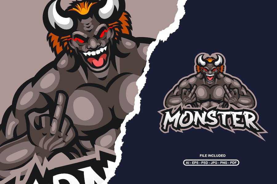 Premium Monster Esport Logo Template  Free Download