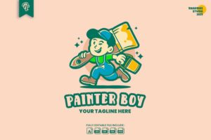 Banner image of Premium Painter Classic Retro Cartoon Logo  Free Download