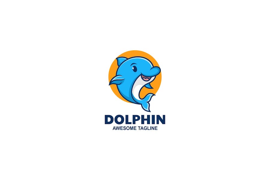 Premium Dolphin Mascot Cartoon Logo  Free Download