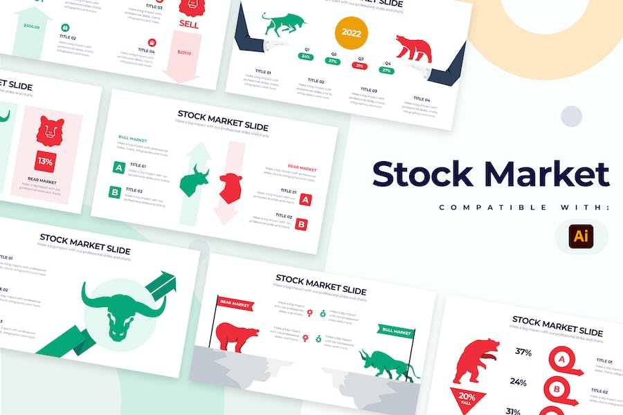 Premium Business Stock Market Illustrator Infographics  Free Download