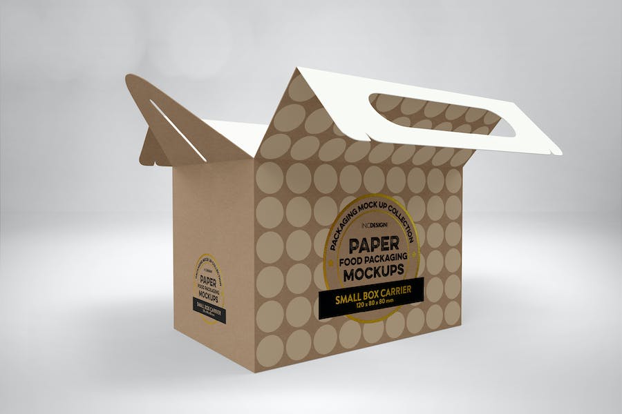 Premium Small Cake Box Carrier Packaging Mockup  Free Download