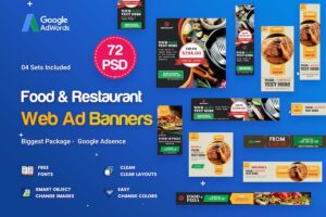 Banner image of Premium Food Restaurant Banners Ad 72 PSD 04 Sets  Free Download