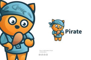 Banner image of Premium Cat Cartoon Character Logo  Free Download