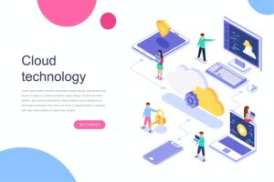 Banner image of Premium Cloud Technology Isometric Concept  Free Download