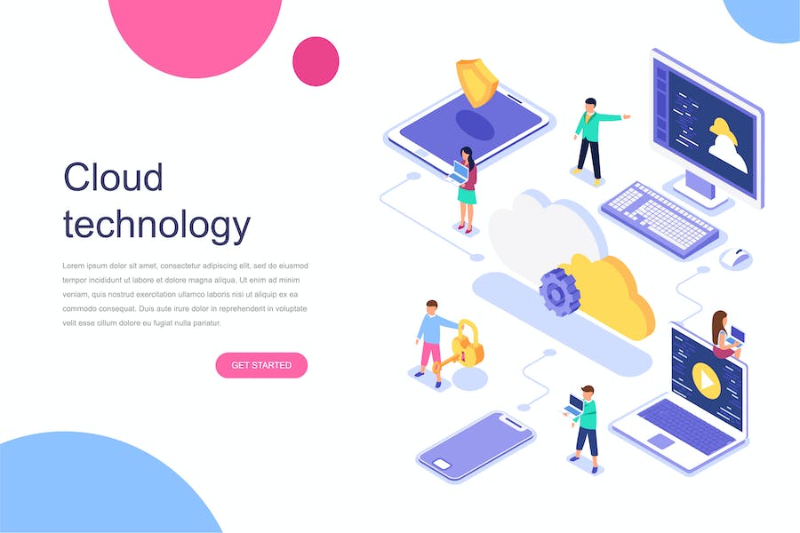 Premium Cloud Technology Isometric Concept  Free Download