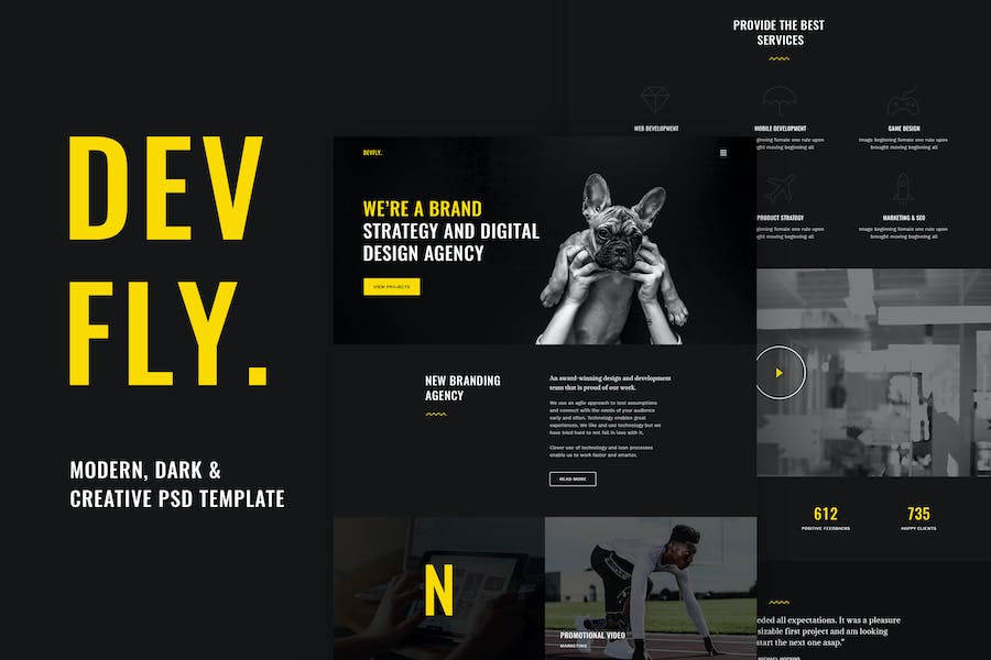 Premium Devfly – Modern Creative Agency PSD Template  Free Download
