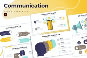 Banner image of Premium Business Communications Illustrator Infographics  Free Download