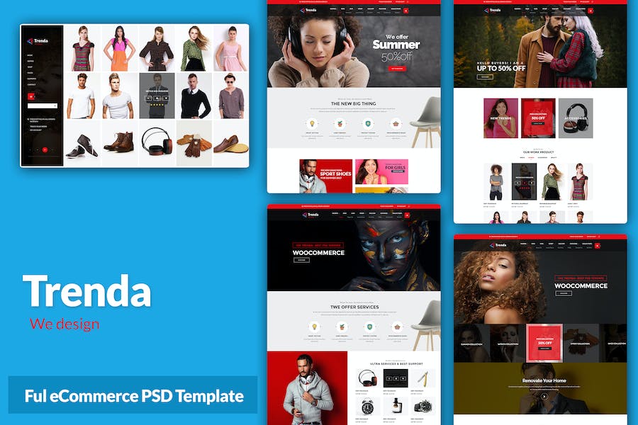 Premium Trenda Multi-Concept Ecommerce PSD Template  Free Download