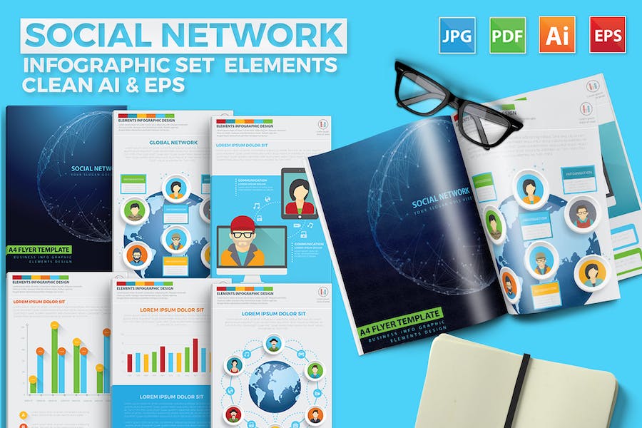 Premium Social Network Infographics Design  Free Download