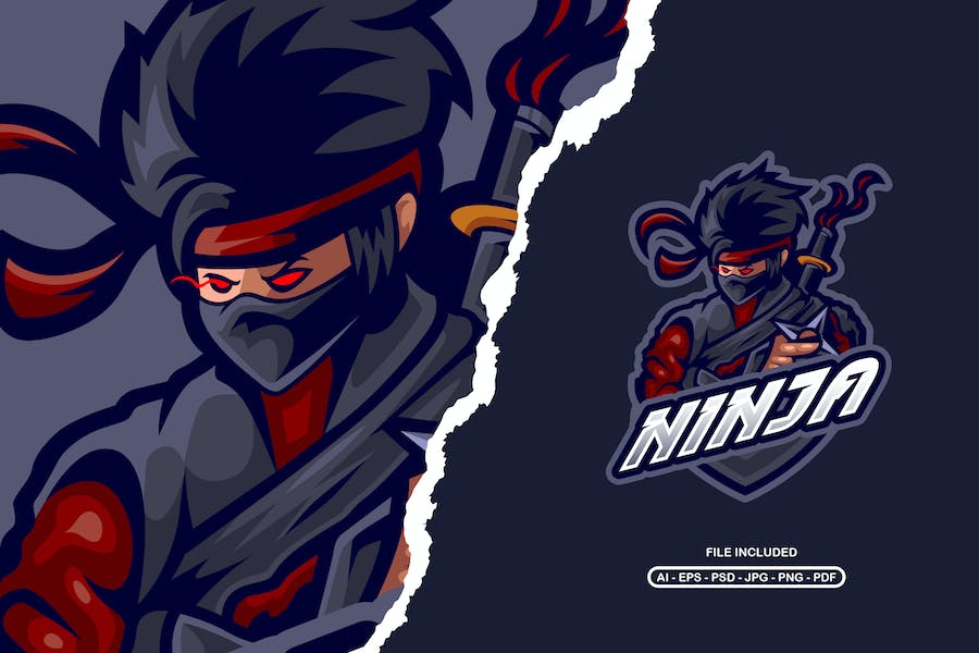 Premium Ninja Esport Logo Template  Free Download