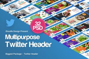 Banner image of Premium Multipurpose Twitter Header 32 PSD  Free Download