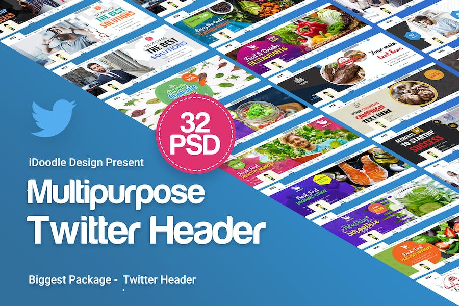 Premium Multipurpose Twitter Header 32 PSD  Free Download