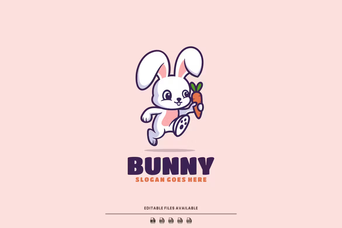 Premium Bunny Mascot Cartoon Logo  Free Download