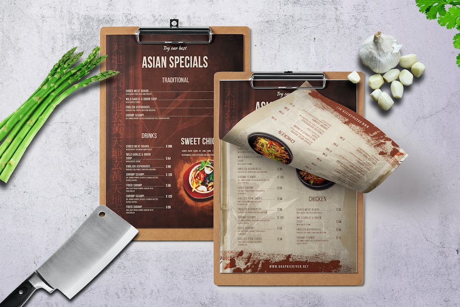 Premium Chinese Single Page A4/US Letter Food Menu  Free Download