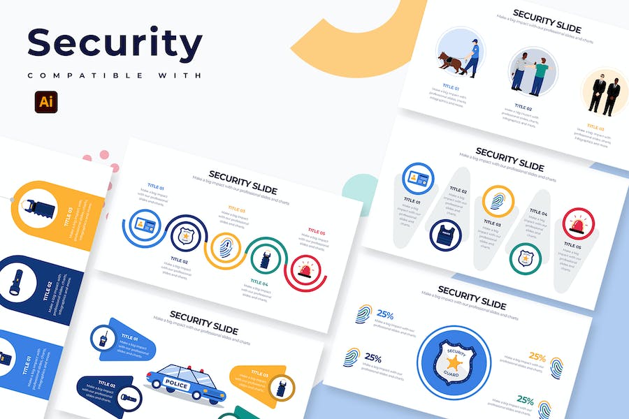 Premium Business Security Slides Illustrator Infographics  Free Download