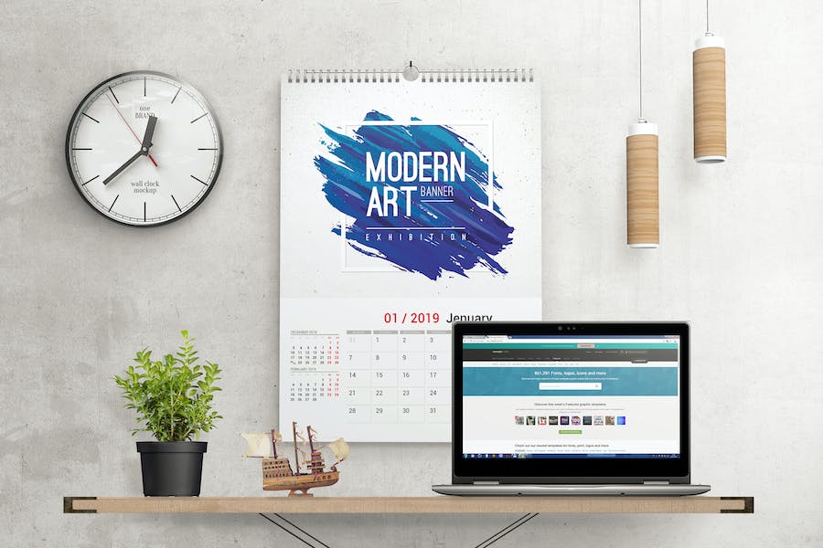 Premium Wall Calendar Mockups  Free Download