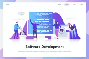 Banner image of Premium Software Development Flat Concept  Free Download