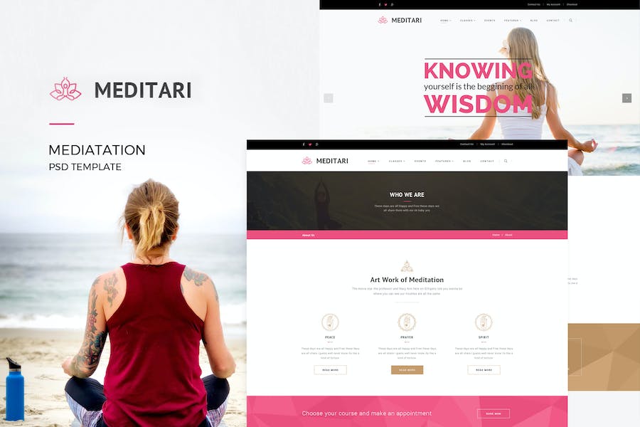 Premium Meditary Mediatation PSD Template  Free Download