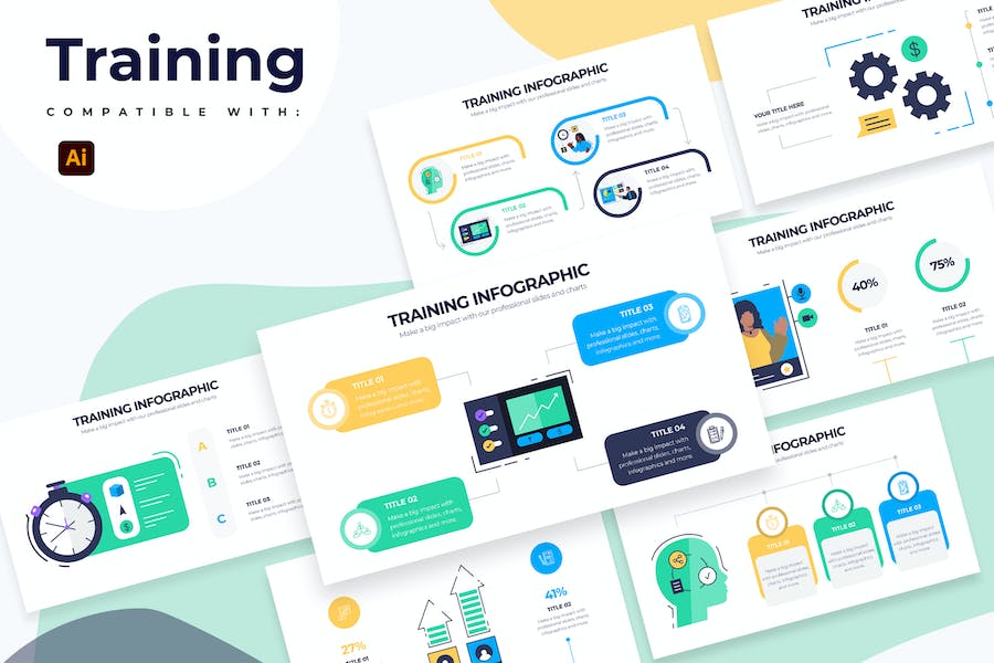 Premium Business Training Illustrator Infographics  Free Download