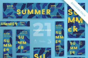 Banner image of Premium Summer Party Banner Pack Template  Free Download