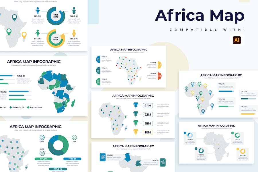 Premium Education Africa Map Illustrator Infographics  Free Download