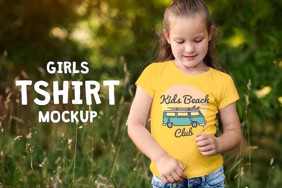 Premium Girls T-Shirt Mock Up  Free Download