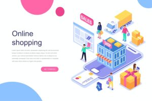 Banner image of Premium Online Shopping Isometric Concept  Free Download