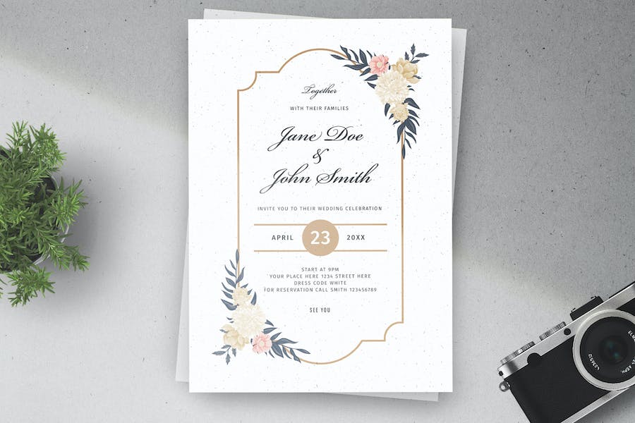 Premium Floral Wedding Invitations  Free Download