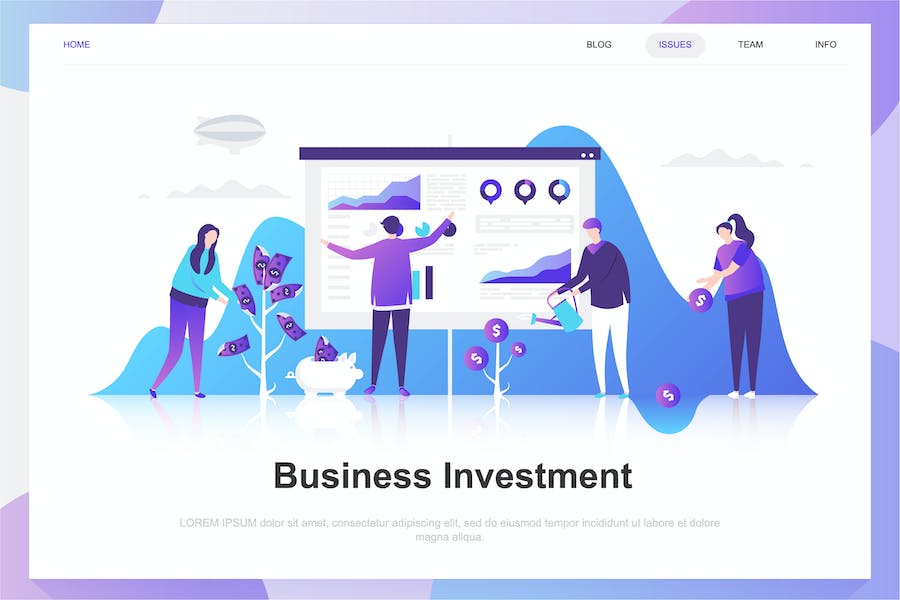 Premium Business Investment Flat Concept  Free Download