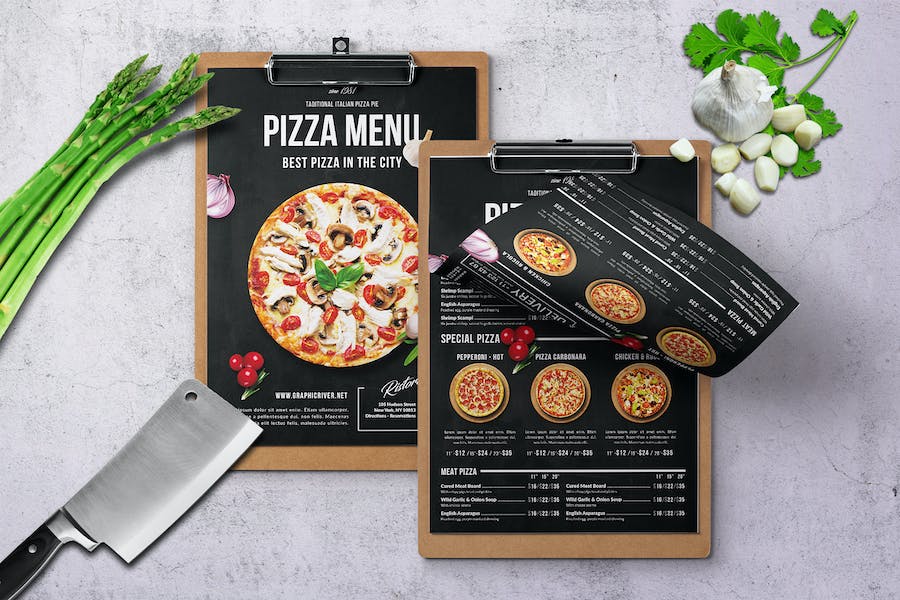 Premium Single Page Pizza Menu A4 US Letter  Free Download