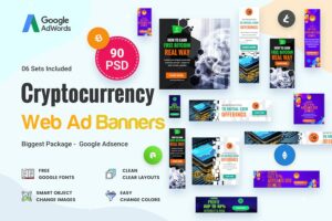 Banner image of Premium Cryptocurrency Banners Ad - 90 PSD  Free Download