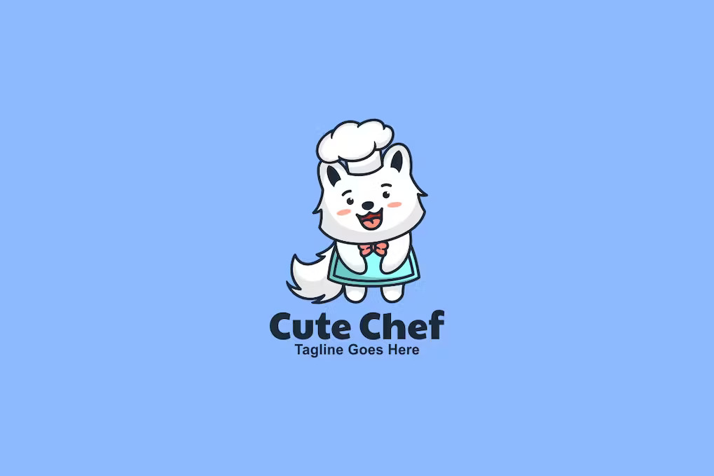 Premium Cute Chef Mascot Cartoon Logo  Free Download