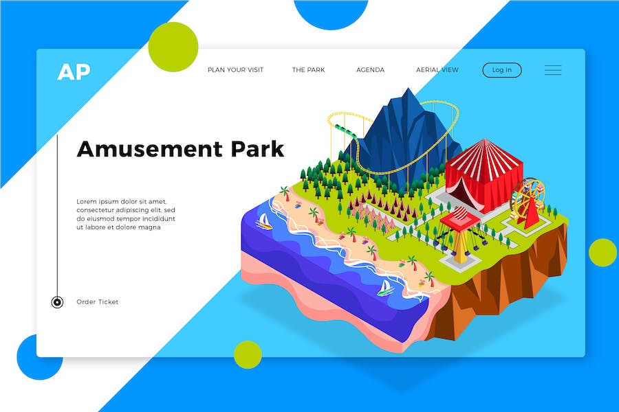 Premium Amusement Park Banner Landing Page  Free Download
