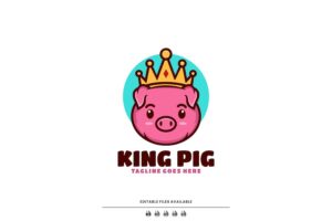 Banner image of Premium King Pig Mascot Cartoon Logo  Free Download