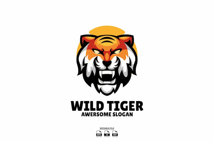 Premium Tiger Head Mascot Logo Design  Free Download