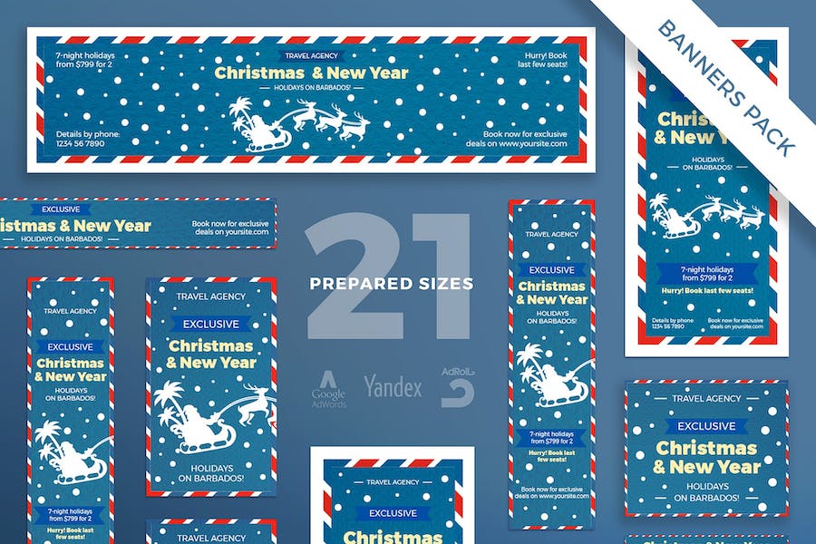 Premium Christmas Travel Agency Banner Pack Template  Free Download