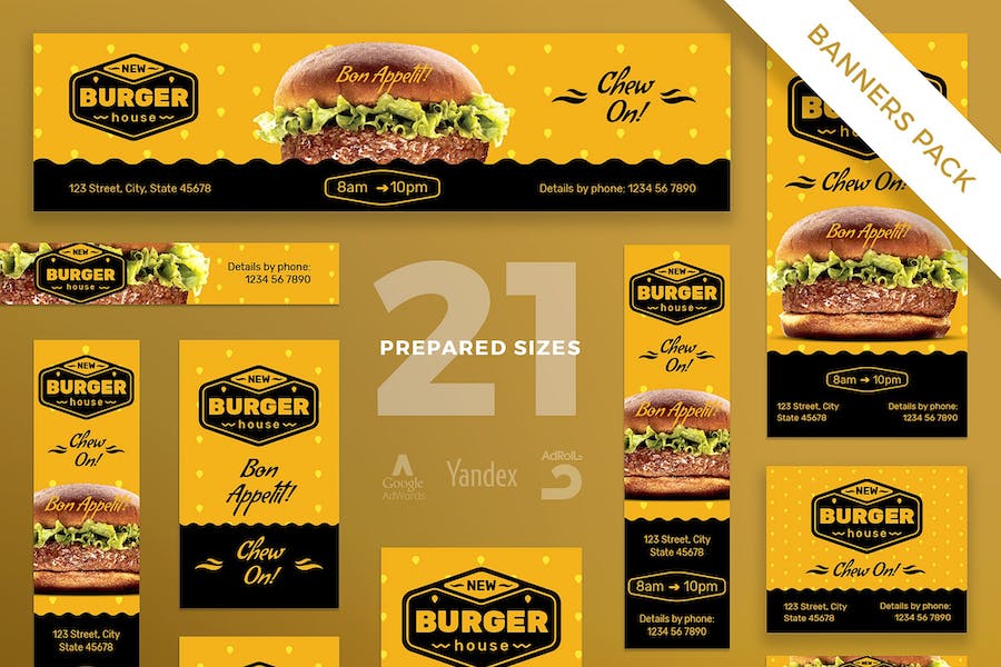 Premium Burger House Banner Pack Template  Free Download