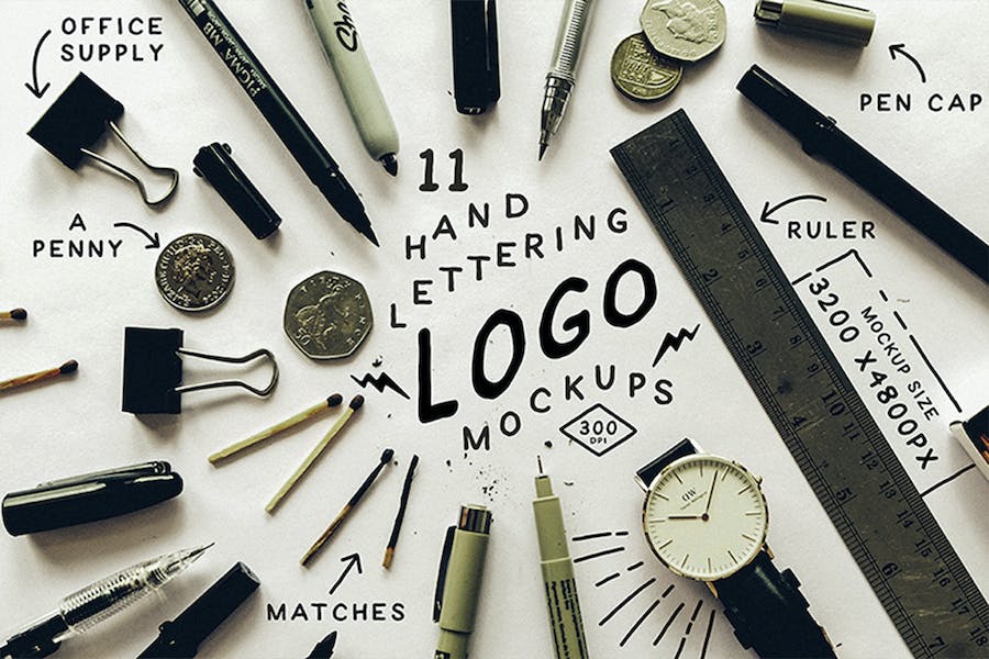 Premium Hand Lettering Logo Mockups  Free Download