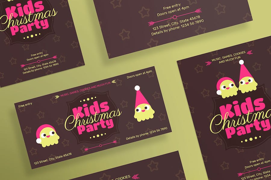 Premium Kids Christmas Party Flyer and Poster Template  Free Download