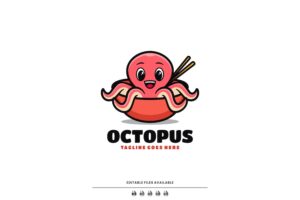 Banner image of Premium Octopus Mascot Cartoon Logo  Free Download