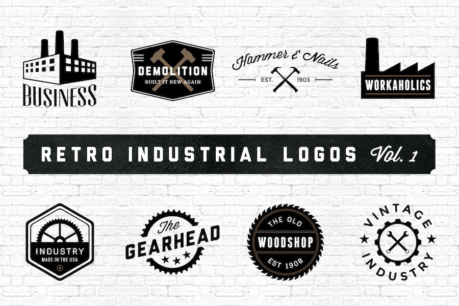 Premium Retro Industrial Logos Volume 1  Free Download