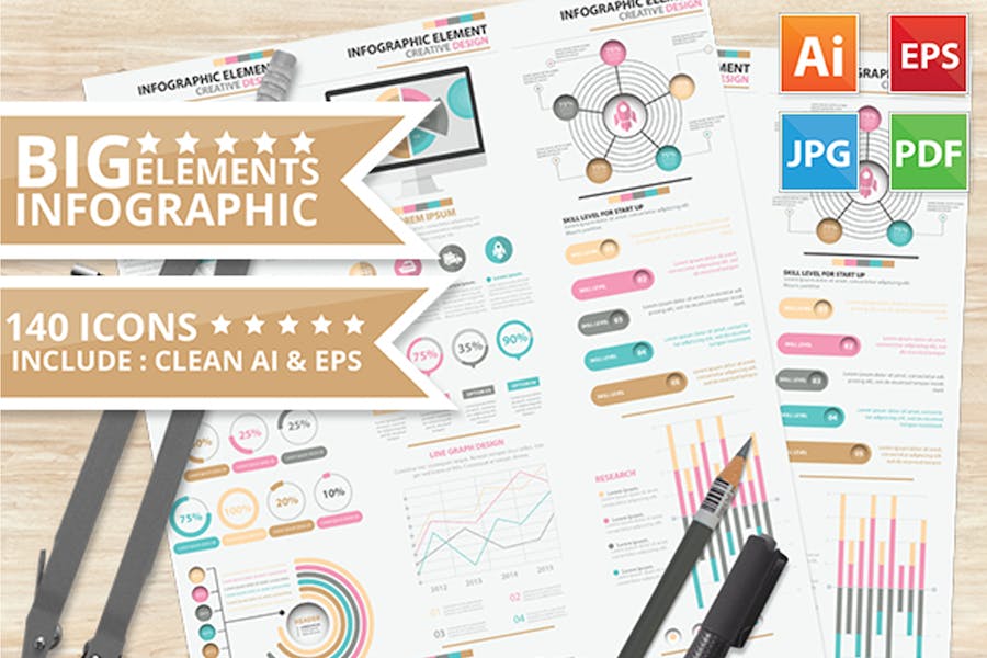 Premium Big Infographic Elements Design  Free Download
