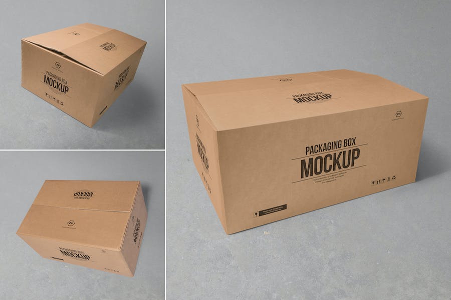 Premium 3 Cardboard Box Mockups  Free Download